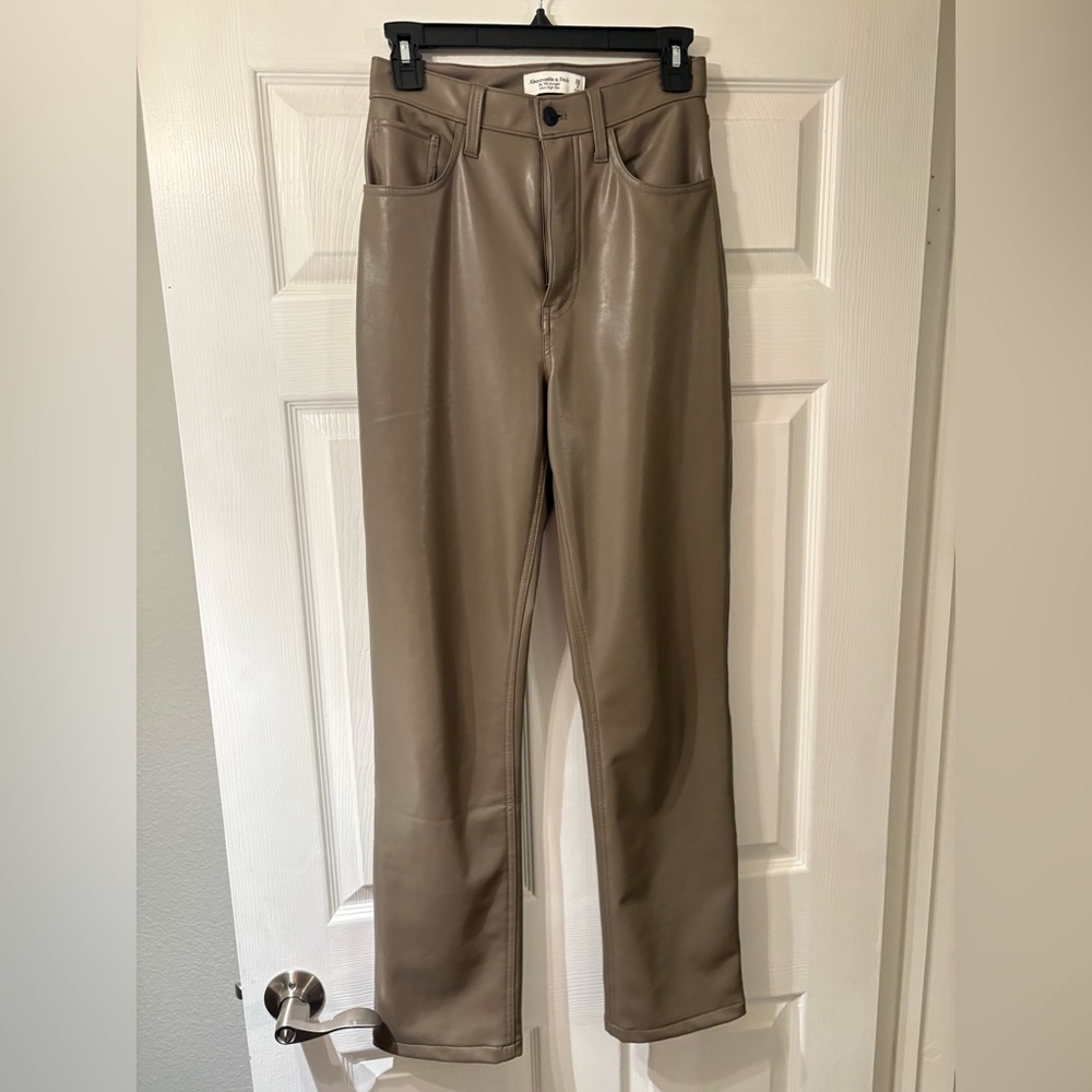 Abercrombie & Fitch Beige Faux Leather Pants